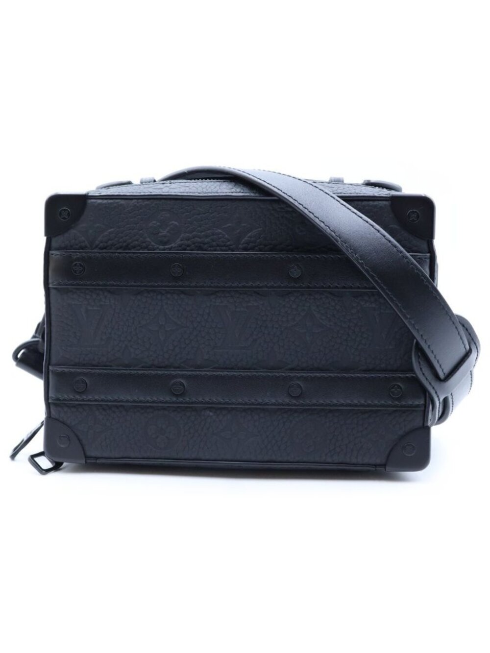 Louis Vuitton Monogram Taurillon Soft Trunk Shoulder Bag Black Leather